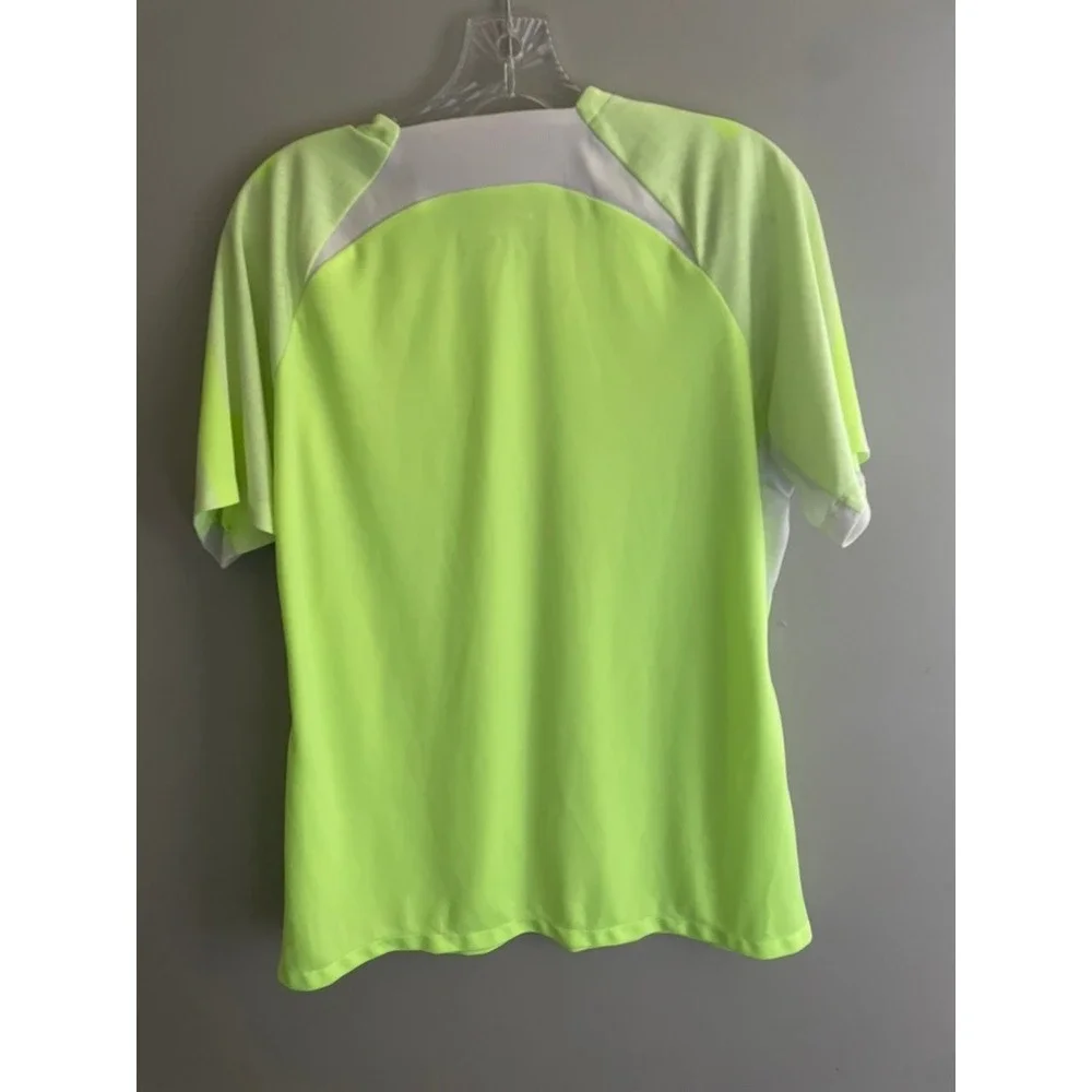 Nike Dri-FIT Slim Fit Neon Yellow Running Training Top Women's XL Athletic